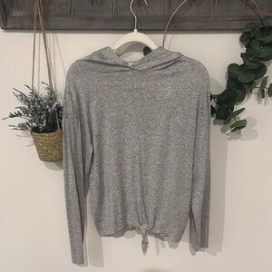 Roxy Gray Tie Front Relaxed Hoodie